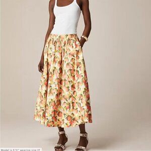 J.Crew A-line maxi skirt in peach print cotton, size 2
